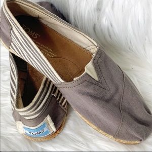 Toms Gray and striped Canvas Espadrilles